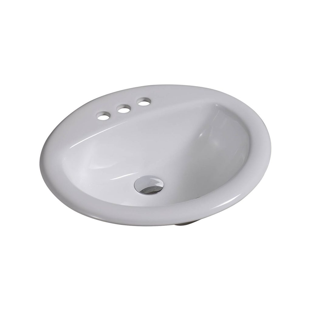 20″ x 17″ Oval Drop-In Top Mount Ceramic Bathroom Sink with Overflow ...