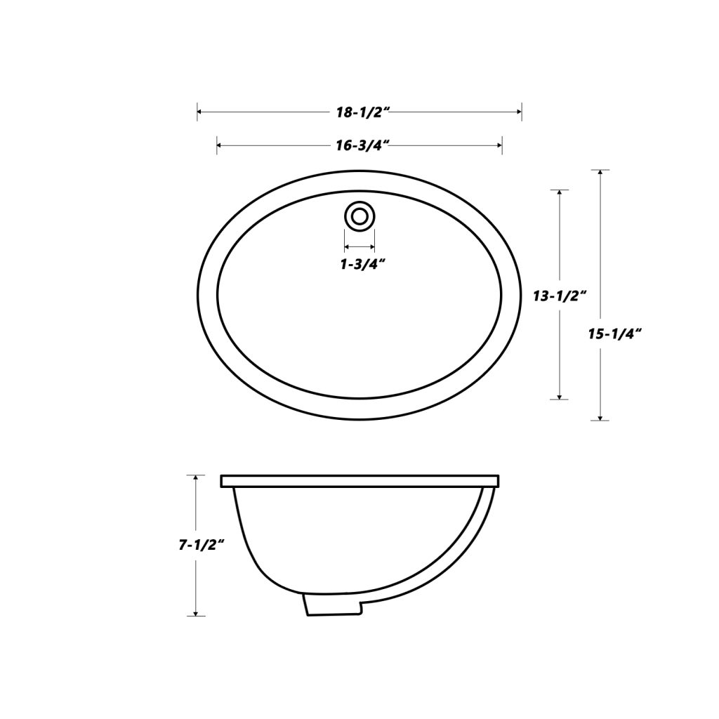 16″ x 13″ Oval Undermount Ceramic Bathroom Sink with Overflow Drain ...