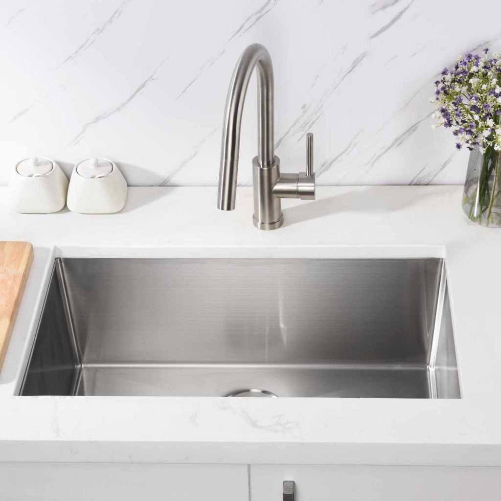 27″ Handmade Undermount Single Bowl Stainless Steel Kitchen Sink – Oakland