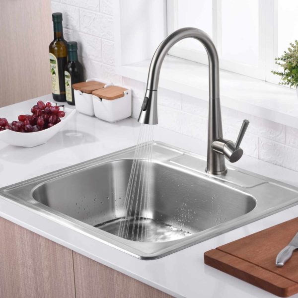 thumbnail image 2 of 22 Inch Fine Grain Embossed Silver Undermount Kitchen Sink, 304 Stainless Steel Single Bowl Kitchen Sinks With Deep Basin, Under Counter Kitchen Sink 2 of 13